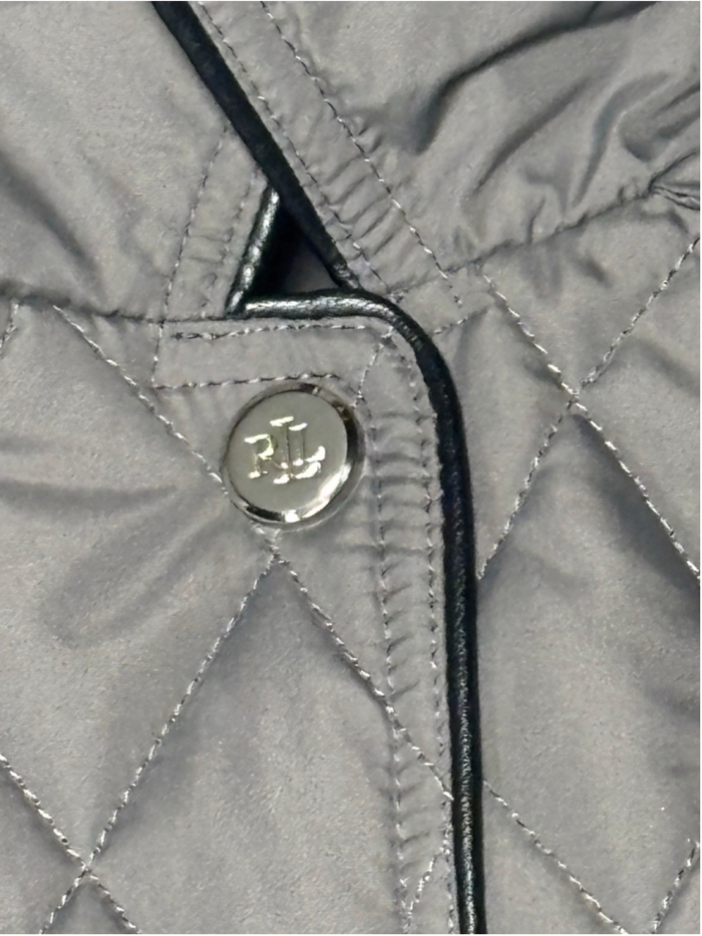 LRL Ralph Lauren Grey Quilted Hooded Coat Jacket Medium EUC Preppy Quiet Luxury - Picture 11 of 14